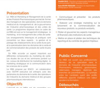 MBA Marketing et management de la santé et des produits pharmaceutique