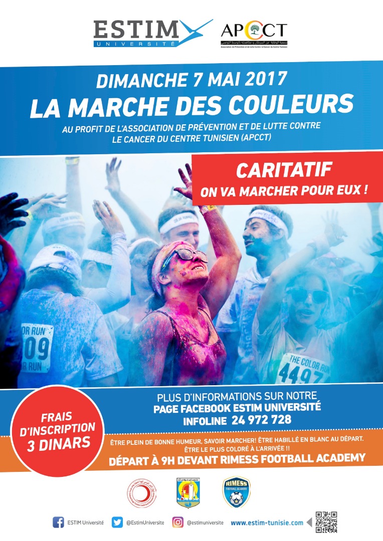 La Marche des Couleurs au profit de l’Association de prévention et de lutte contre le cancer du centre Tunisien